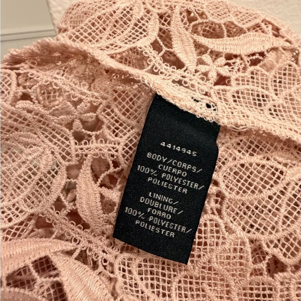 NWT Monique Lhuillier Blush Lace Maxi Dress Gown Sz 4 - Picture 8 of 10